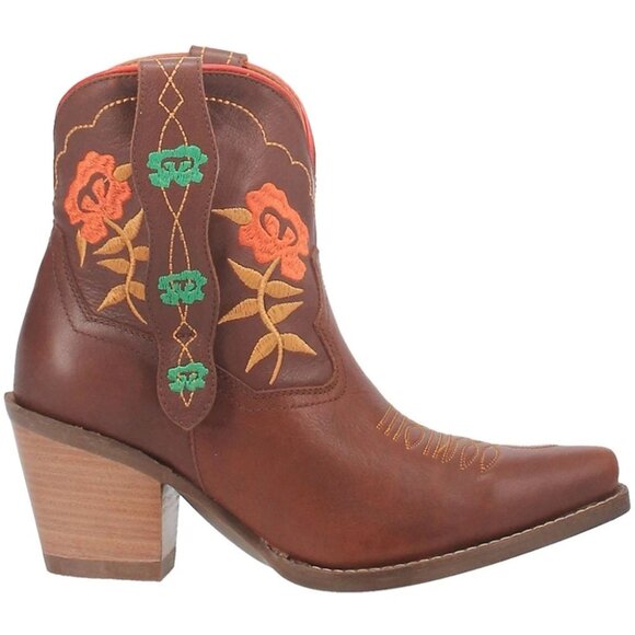 Dingo Play Pretty Embroidered Floral Snip Toe Cowboy Booties - Picture 2 of 5